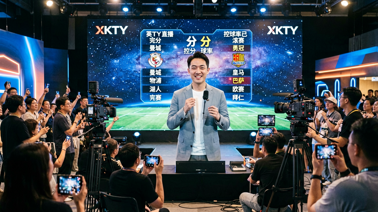 XKTY星空直播画面、比分弹窗、控球率图表等场景展示