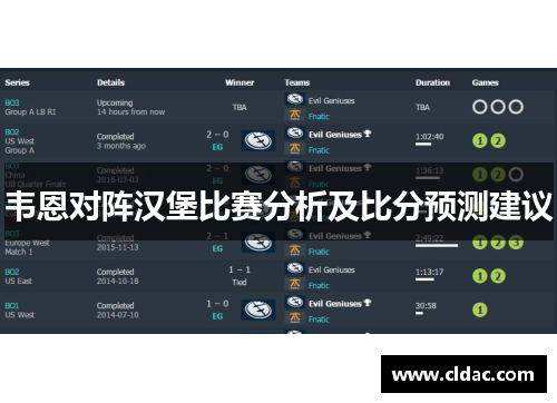 韦恩对阵汉堡比赛分析及比分预测建议
